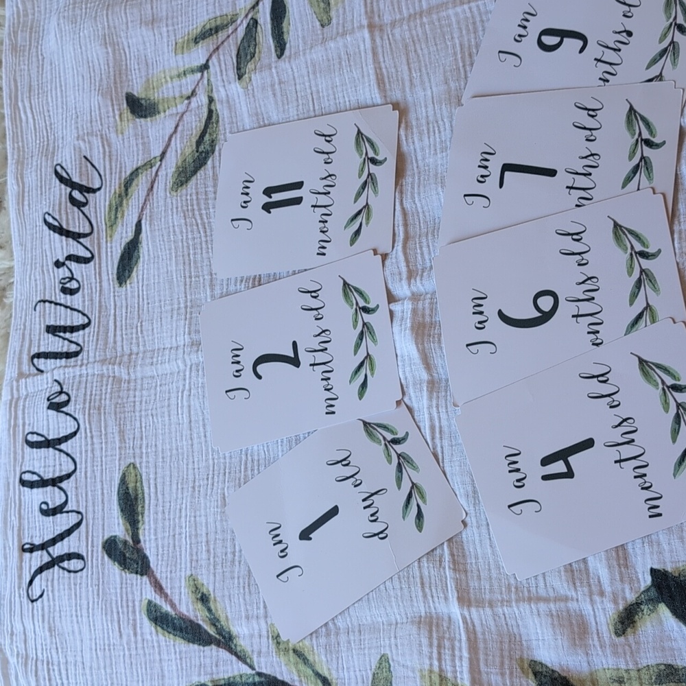 Hello World Baby Milestone Blanket & Card Set